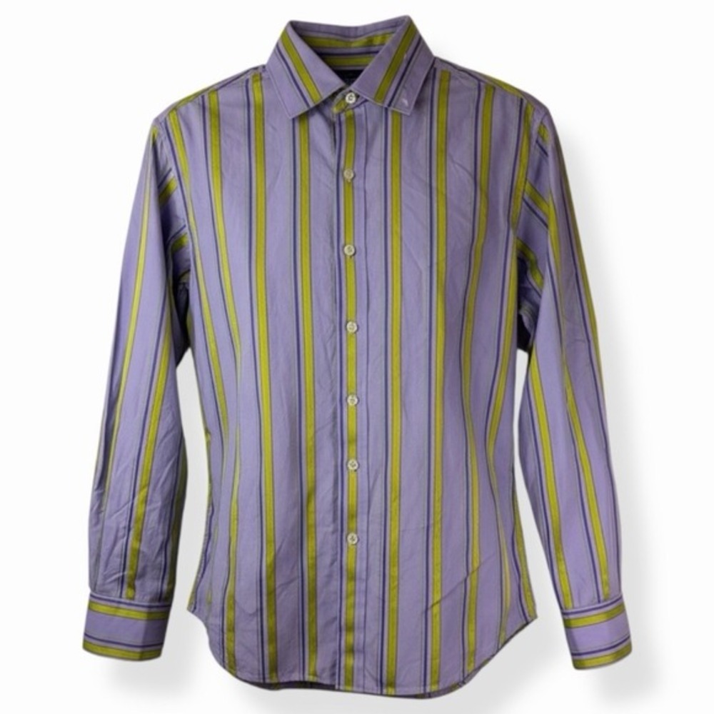 ROBERT GRAHAM Dress Shirt Men M Blue Striped Green Lined Casual Button Up Preppy